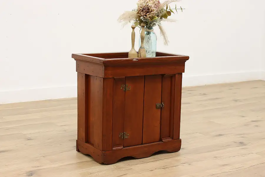 Main image of Farmhouse Antique Pine Kitchen Dry Sink, Washstand, Cupboard