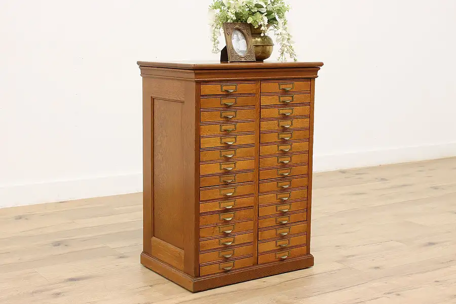 Main image of Traditional Oak Antique 30 Drawer Office Library File Cabinet