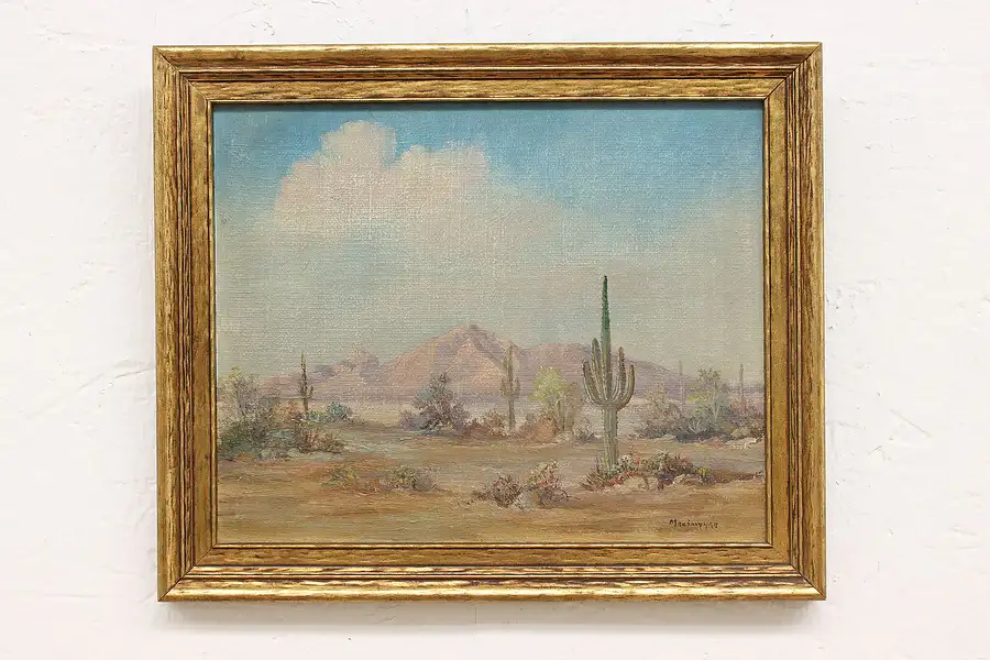 Main image of Desert Cactus Vintage Original Oil Painting, Macintyre 11.5"