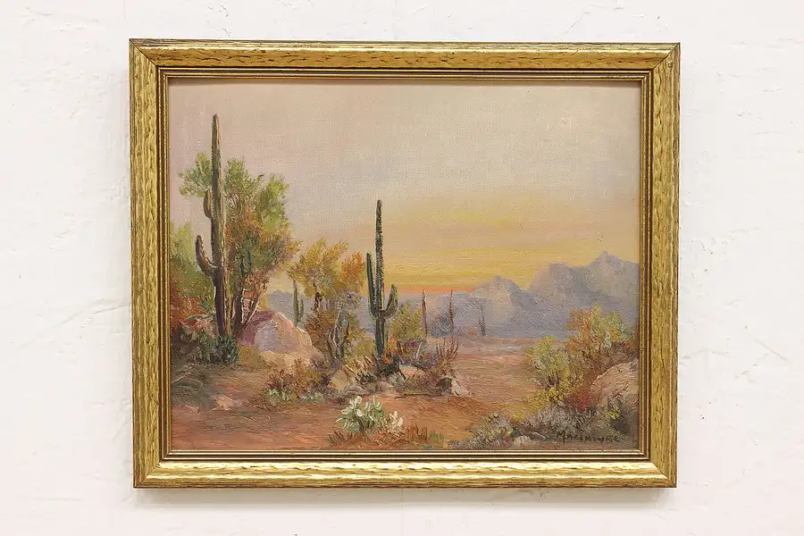 Main image of Sunset Desert Vintage Original Oil Painting, Macintyre 11.5"