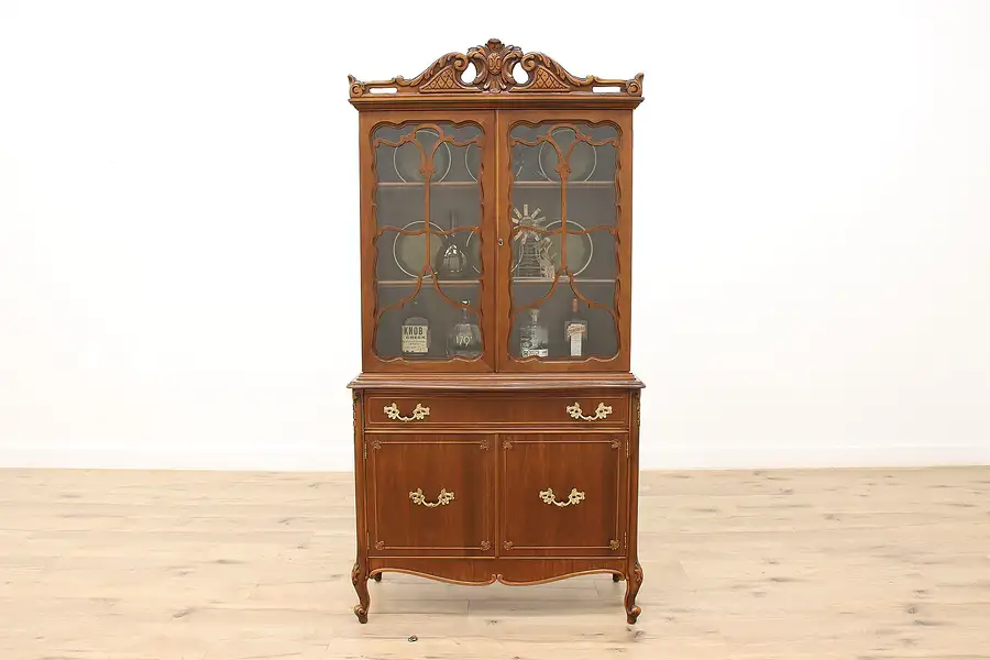 Main image of French Design Vintage Mahogany China Display or Bookcase