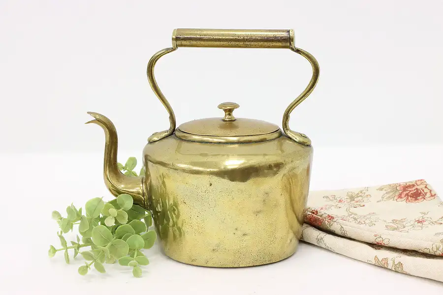 Main image of European Farmhouse Antique Brass Teapot or Kettle