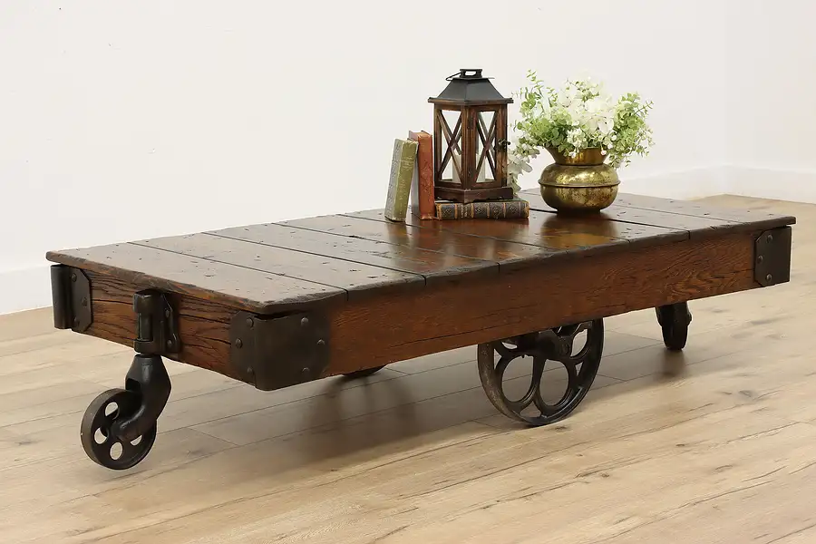 Main image of Industrial Farmhouse Antique Railroad Cart, Coffee Table