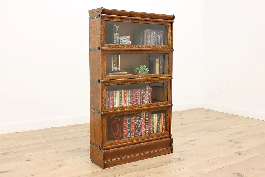 Main image of Lawyer 4 Stack Antique Oak Office Library Bookcase, Globe