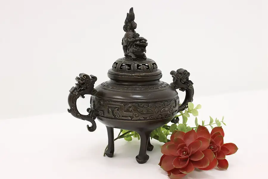 Main image of Chinese Antique Bronze Incense Burner, Foo Dog Sculpture