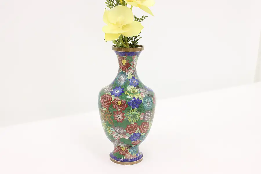 Main image of Japanese Cloisonne Antique Inlaid Enamel Vase, Flowers