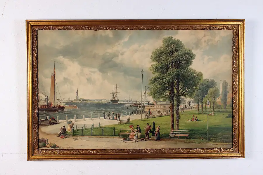 Main image of NYC Castle Garden Fort Clinton Antique Print, Melrose 39.5"