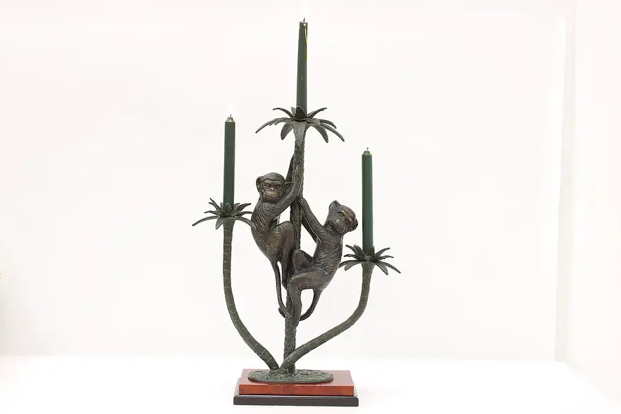 Main image of Bronze Monkey Sculpture Vintage Candelabra