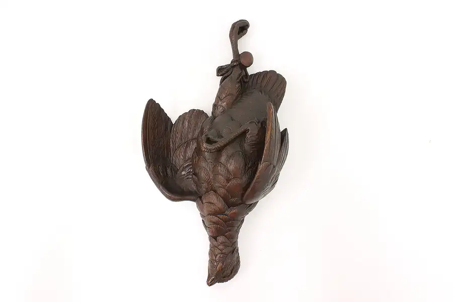 Main image of Pheasant Black Forest Antique Carved Walnut Wall Sculpture