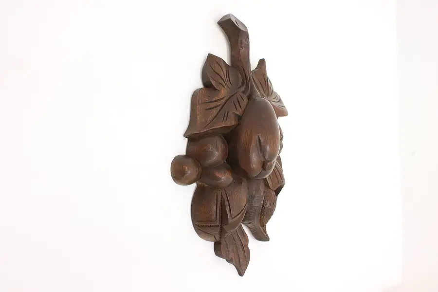 Main image of Fruit Black Forest Antique Carved Walnut Wall Sculpture