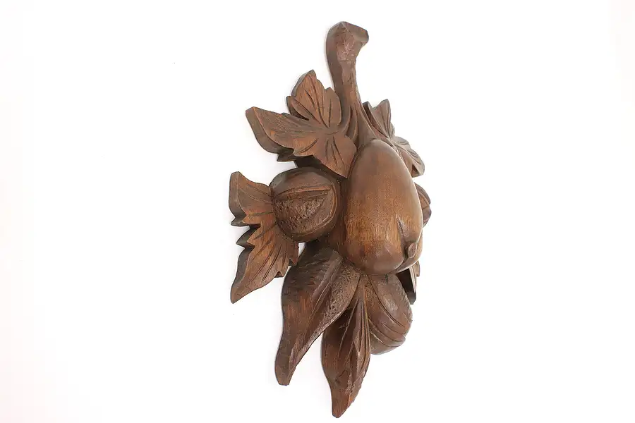 Main image of Fruit Black Forest Antique Carved Walnut Wall Sculpture