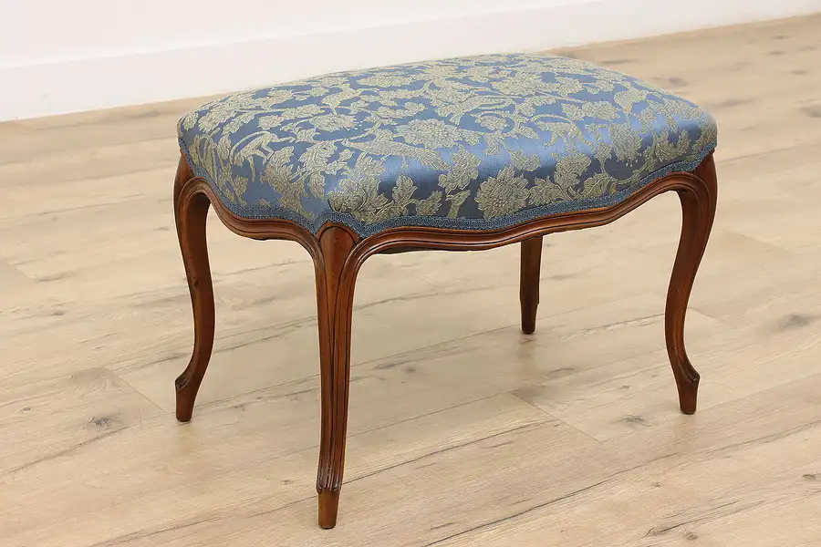 Main image of Country French Antique Cherry Bench, New Upholstery