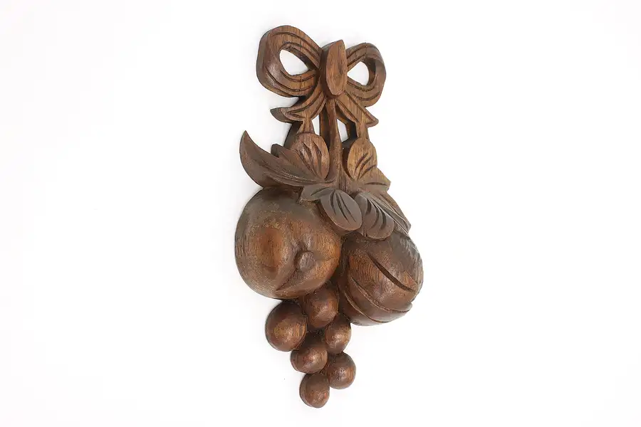 Main image of Fruit Black Forest Antique Carved Walnut Wall Sculpture