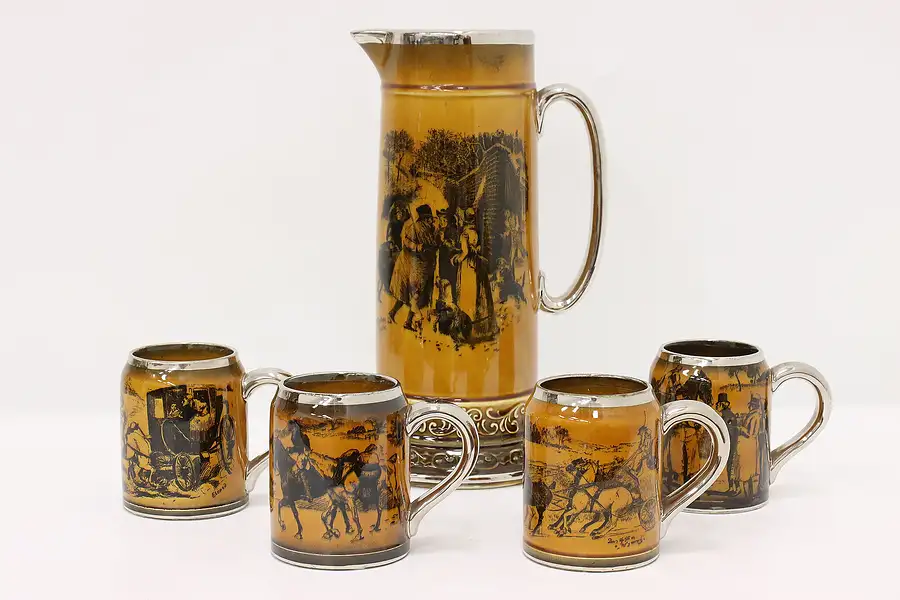 Main image of Ridgways English Antique 5 Pc Coaches Pitcher & Mugs Set