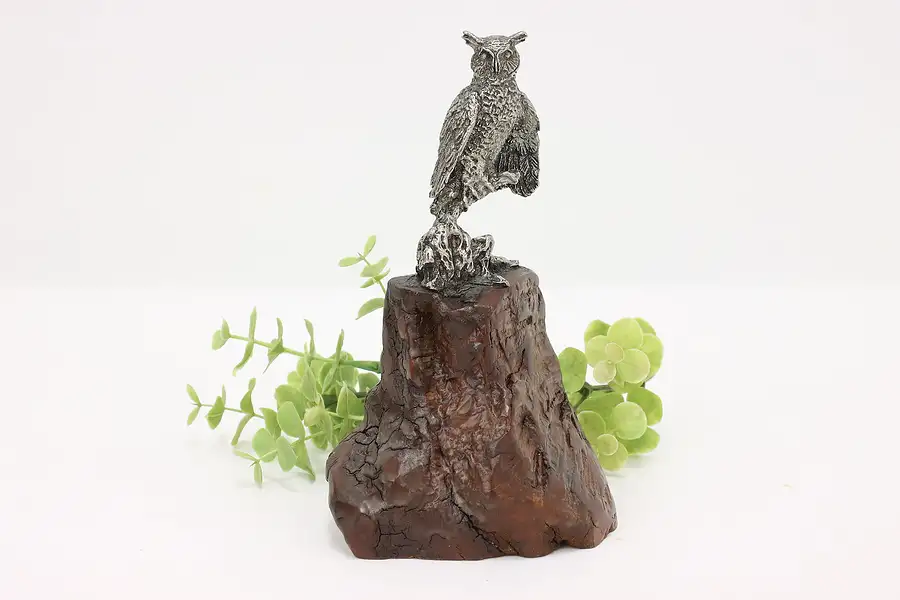 Main image of Owl Sculpture on Free Form Wood Base