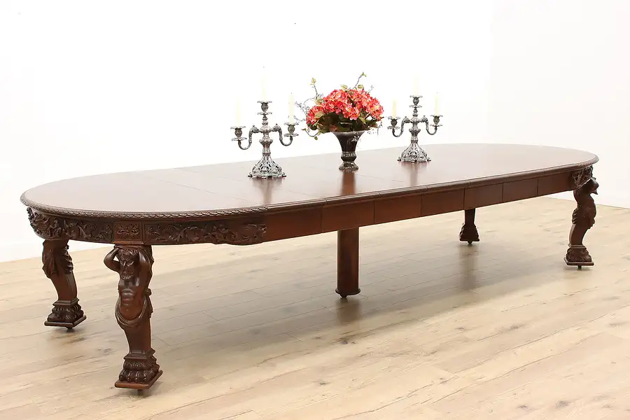 Main image of Renaissance Antique Mahogany 5' Rd Dining Table Extends 12'