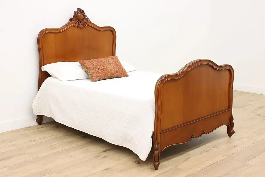 Main image of French Antique Carved Mahogany Full or Double Size Bed