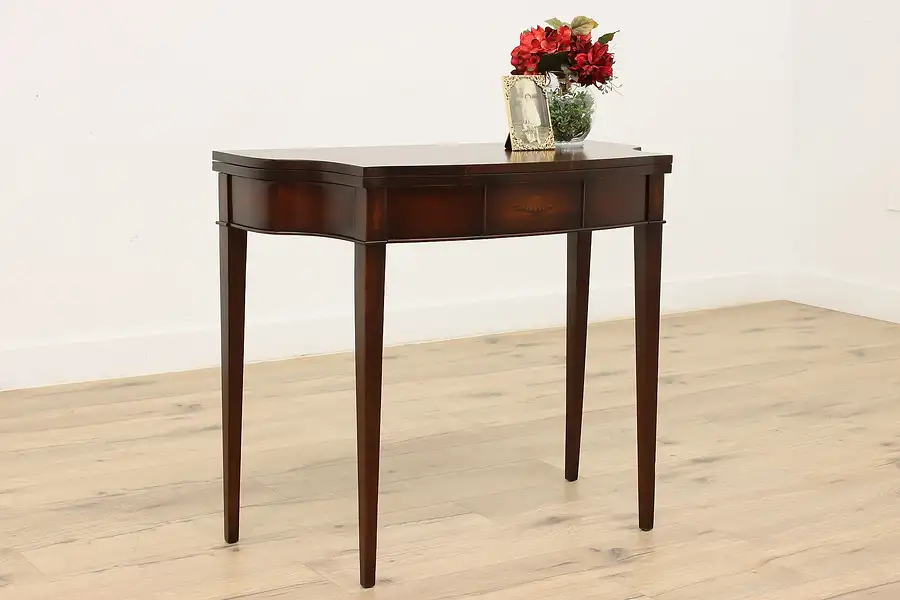 Main image of Hepplewhite Vintage Mahogany Flip Top Console or Game Table