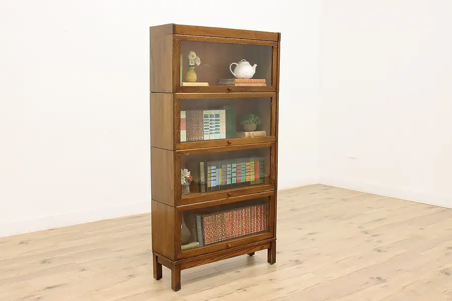 Main image of Oak Antique 4 Stack Lawyer Craftsman Bookcase Lundstrom