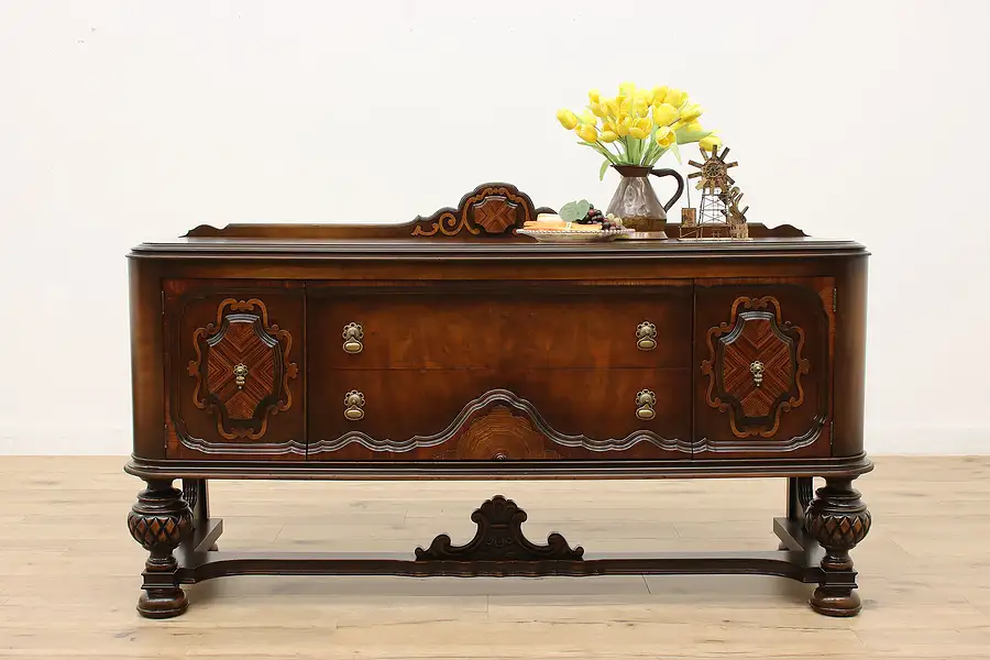 Main image of Tudor Antique Walnut & Rosewood Sideboard, Buffet, Server