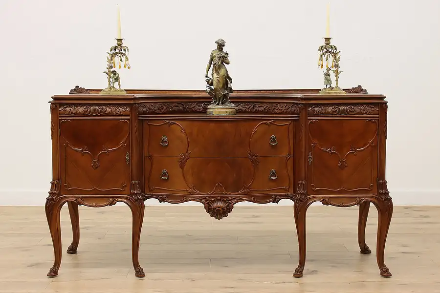 Main image of French Design Antique Carved Walnut Buffet Server, Sideboard