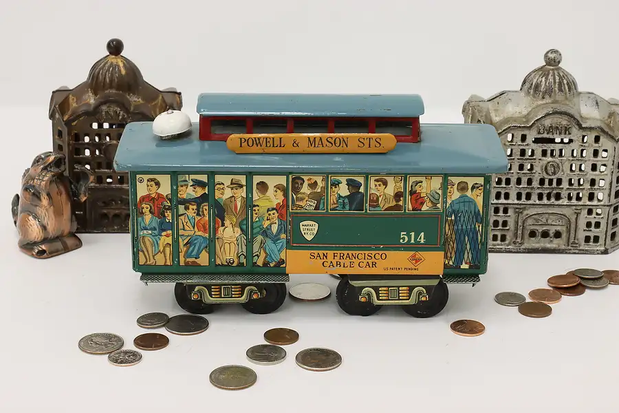 Main image of Vintage San Francisco Tin Trolley Friction Toy