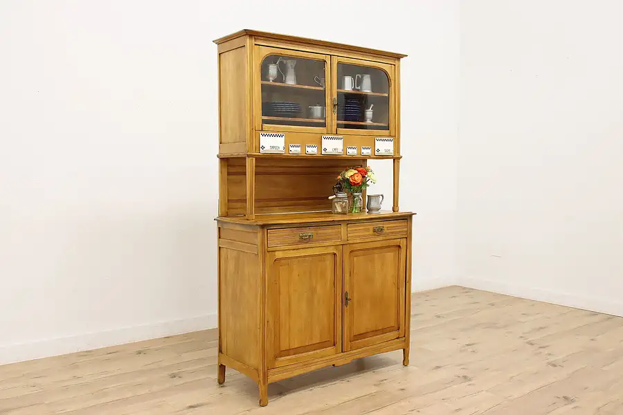 Main image of Farmhouse Antique Kitchen Pantry Cupboard, Spice Drawers