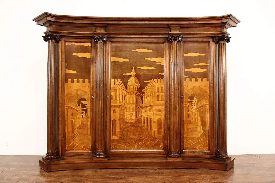 Main image of Italian Vintage Office Library Bookcase Marquetry, Florence