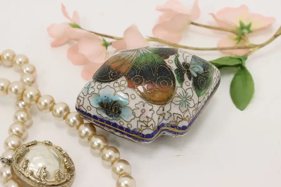 Main image of Butterfly Cloisonne Enamel Chinese Antique Jewelry Box