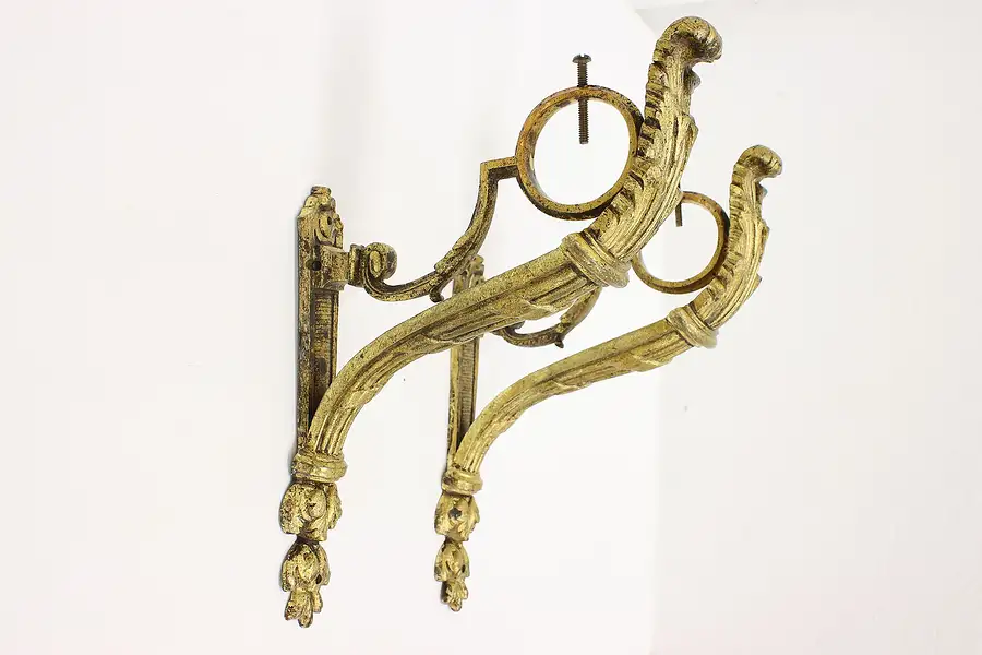 Main image of Pair of Antique Bronze Tiebacks or Curtain Rod Mounts