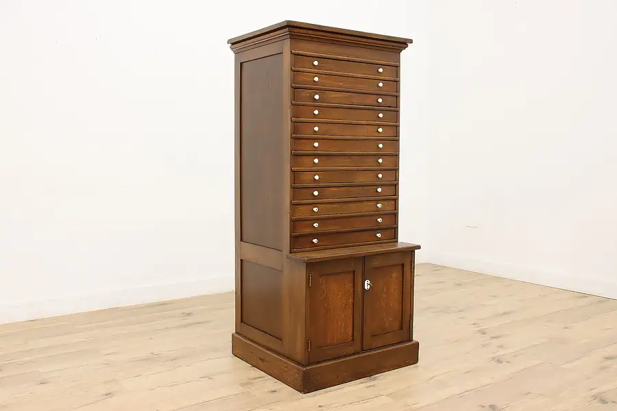 Main image of Farmhouse 12 Drawer Antique Office File Collector Cabinet