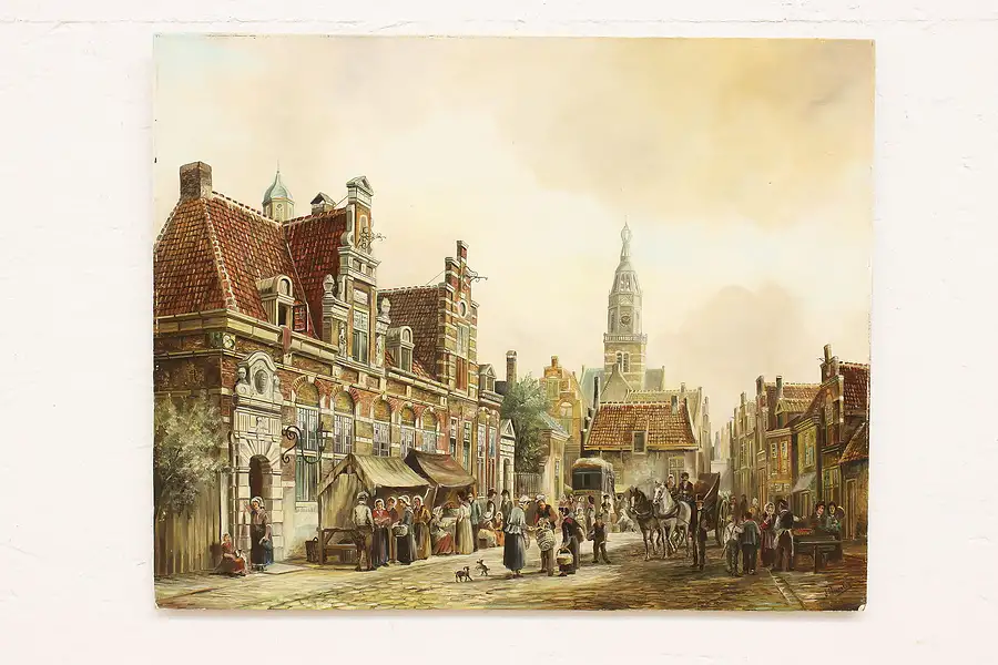 Main image of Dutch City Vintage Original Oil Painting, Haanstin 20"