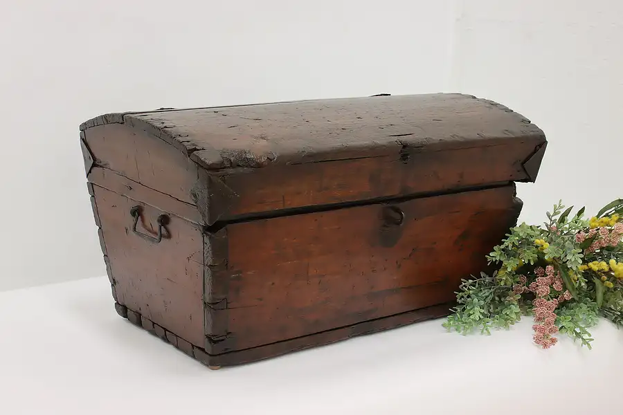 Main image of Farmhouse Antique 1750s Pine Dome Top Trunk or Chest