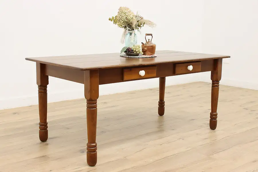 Main image of Farmhouse Pine Antique Harvest Dining Conference Table