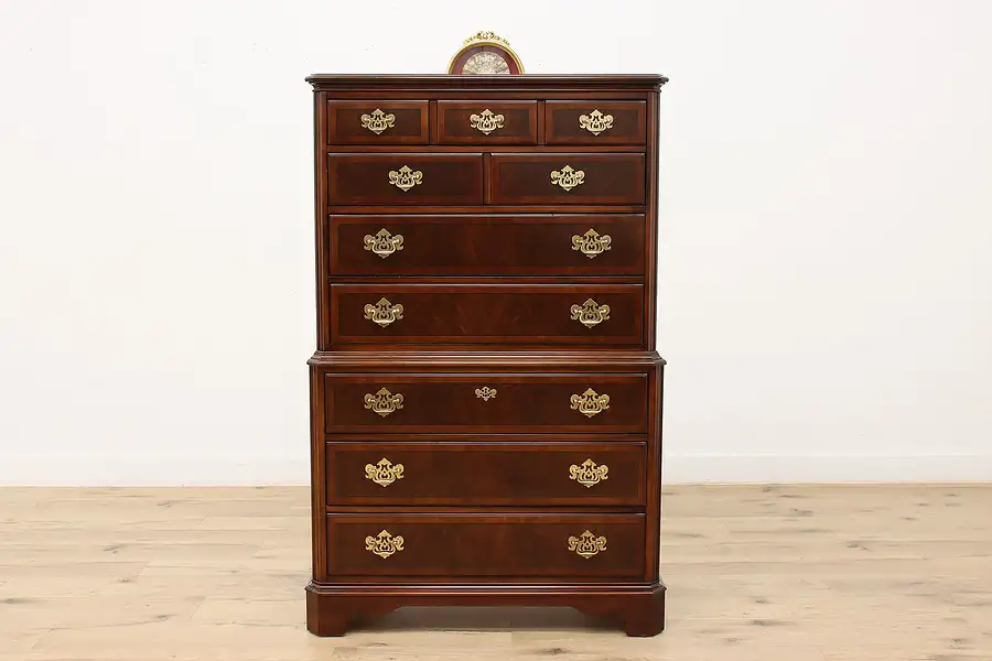 Main image of Georgian Design Vintage Mahogany Tall Chest, Dresser, Drexel