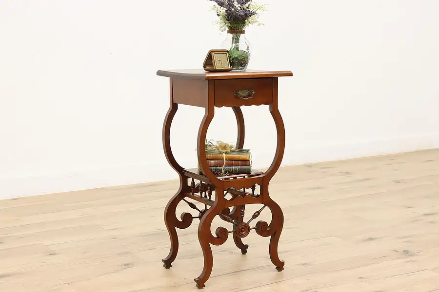 Main image of Victorian Antique Nightstand, Plant Stand Sculpture Pedestal