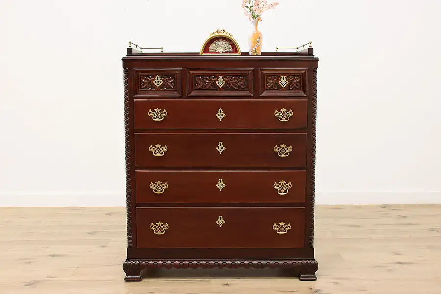 Main image of Victorian Antique Mahogany Highboy, Tall Chest, or Dresser