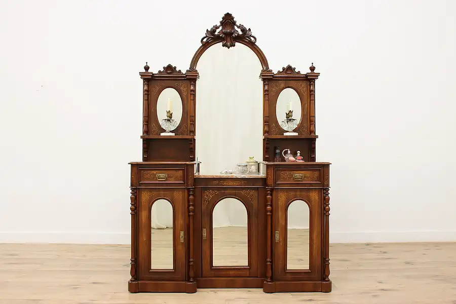 Main image of English Antique Victorian Sideboard Bar Cabinet, Console