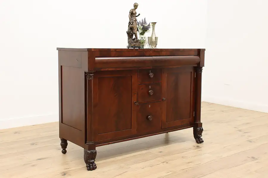 Main image of Empire 1830s Antique Flame Grain Mahogany Sideboard Buffet