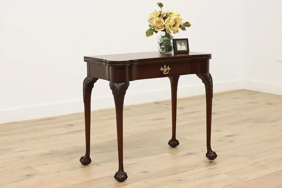 Main image of Georgian Antique Mahogany Flip Top Hall Console, Game Table