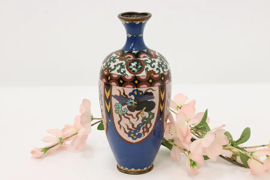 Main image of Japanese Cloisonne Traditional Antique Inlaid Enamel Vase, Dragon