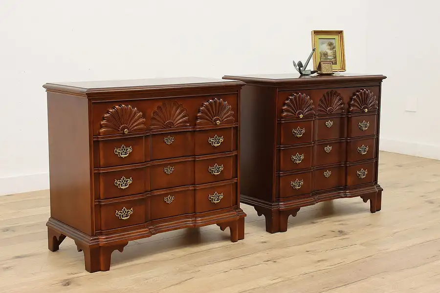 Main image of Pair of Georgian Vintage Block Front Cherry Chests, Stanley