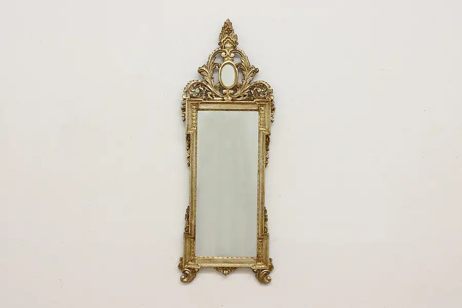 Main image of Baroque Vintage Silver Gilt Carved Wall Hall Mirror