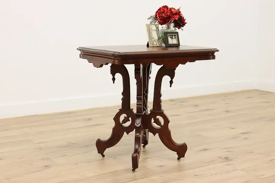 Main image of Victorian Antique Walnut Parlor, Lamp or Hall Table