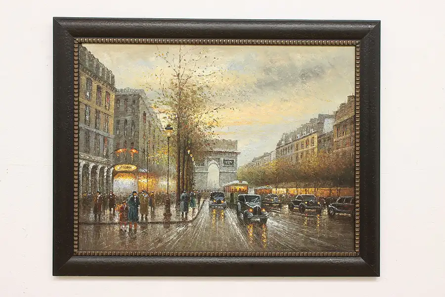 Main image of Arc de Triomphe Vintage Original Oil Painting, Burnett 56.5"