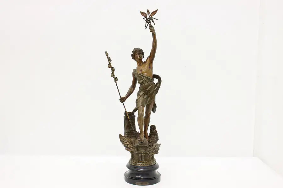 Main image of French Le Telegraphe Antique Sculpture Man, Telegraph Statue