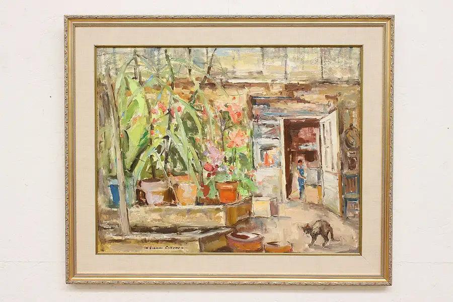 Main image of The Greenhouse Vintage Original Oil Painting, Cilfone 34"