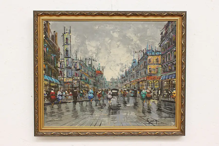 Main image of Parisian Street Vintage Original Oil Painting, Giorgi 23"