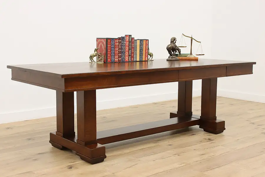 Main image of Arts & Crafts Mission Oak Antique 8' Desk or Library Table