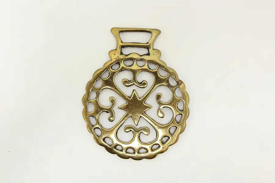 Main image of Horse Vintage Brass Harness Medallion, Star